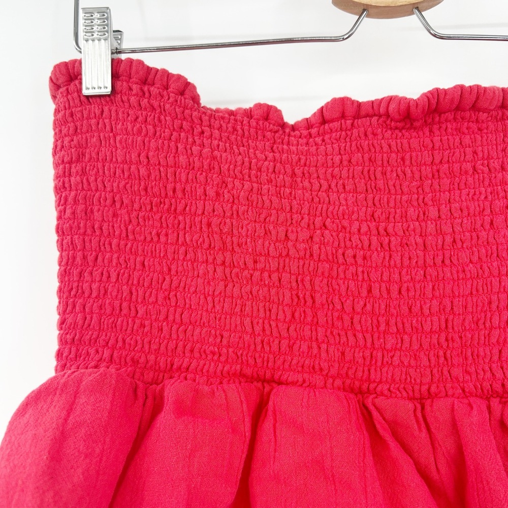 Free People Womens Fun In The Sun Cotton Smocked‎ Tube Top Ruffle Peplum Size L - Picture 6 of 7